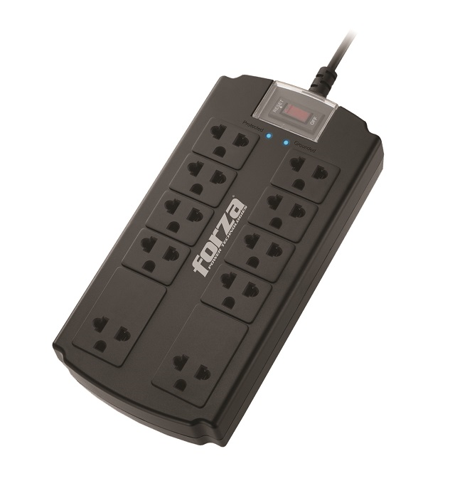 Forza Power Technologies - Surge suppressor - AC 110/220 V - 10 Tomas de Corriente - Material retardador de llama - Interruptor automático de sobrecarga-4