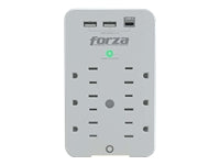 Forza FWT-631USBC - Protector contra sobretensiones (montaje en pared) - CA 125 V - 1875 vatios - conectores de salida: 6 - blanco-7