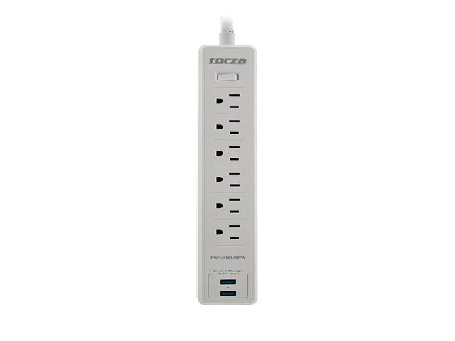 Forza - Surge protector - AC 110/220 V - 6 Tomas de Corriente - NEMA 2USB 5ft WH-1