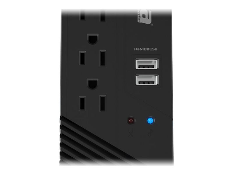 Forza FVR Series FVR-1011USB - Regulador automático de voltaje - CA 115 V - 500 vatios - 1000 VA - conectores de salida: 4 - negro-19