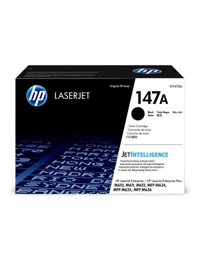 HP 147A - Negro - original - LaserJet - cartucho de tóner (W1470A) - para LaserJet Enterprise MFP M634; LaserJet Enterprise Flow MFP M634, MFP M635, MFP M636-10