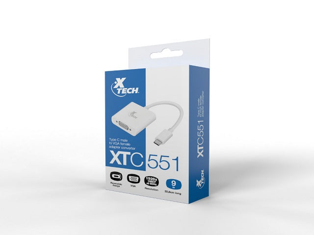 Xtech - Display adapter - USB Type C - VGA - Glossy white - XTC-551-3