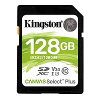 Kingston Canvas Select Plus - Tarjeta de memoria flash - 128 GB - Video Class V30 / UHS-I U3 / Class10 - SDXC UHS-I-4