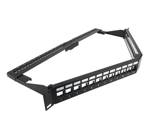Nexxt Solutions Infrastructure - Patch panel - Cold-rolled steel - Black with silver extrusion - Angled Mod SH 24P 1U-2