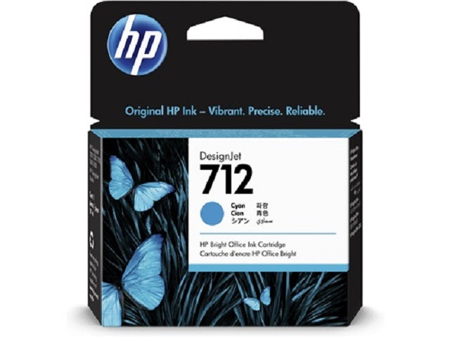 HP 712 - 29 ml - cián - original - DesignJet - cartucho de tinta - para DesignJet Studio, T210, T230, T250, T630, T650-2