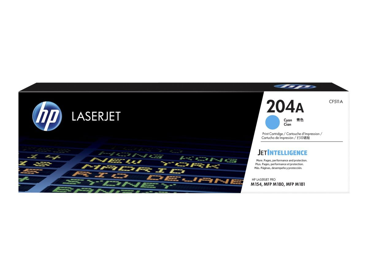 HP 204A - Cián - original - LaserJet - cartucho de tóner (CF511A) - para Color LaserJet Pro M154a, M154nw, MFP M180n, MFP M180nw