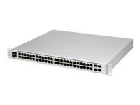 Ubiquiti UniFi Switch USW-PRO-48-POE - Conmutador - Gestionado - 48 x 10/100/1000 (40 PoE+, 8 PoE++) + 4 x 10Gb Ethernet SFP+ - montaje en rack - PoE++ (600 W) - CA 120/230 V / DC 11,5/52 V-11
