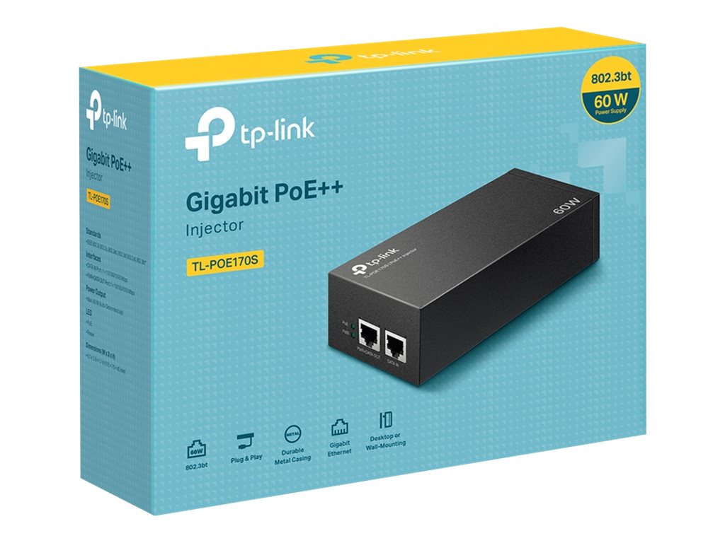 TP-Link TL-POE170S V1 - Inyector de corriente - CA 100-240 V - 60 vatios - conectores de salida: 1