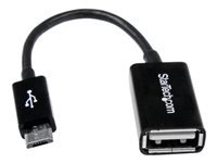 StarTech.com Cable Adaptador de 12cm Micro USB Macho a USB A Hembra OTG para Tablets Smartphones Teléfonos Inteligentes - Negro - Adaptador USB - USB (H) a Micro-USB tipo B (M) - USB 2.0 OTG - 12.7 cm - negro - para P/N: ST4300U3C1, ST4300U3C1B-8