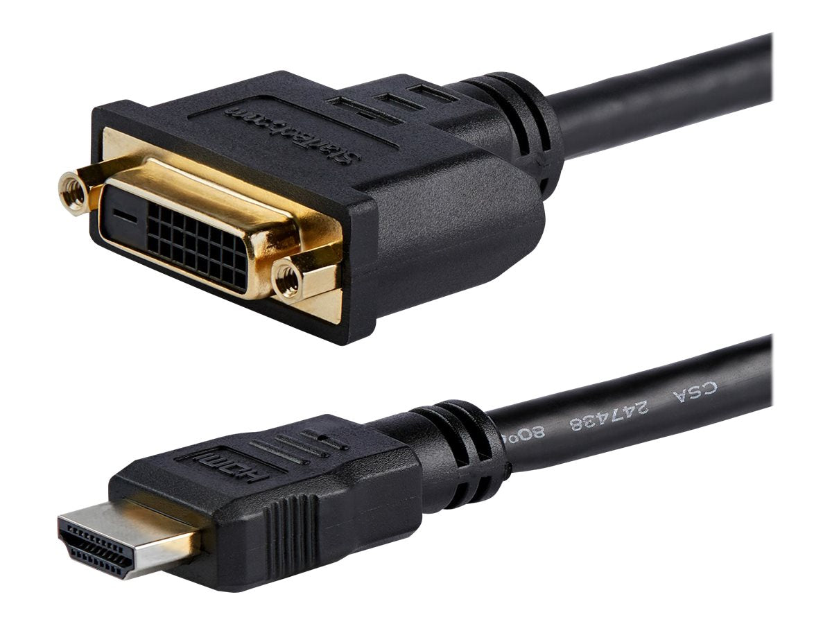StarTech.com Adaptador de 20cm HDMI a DVI - DVI-D Hembra - HDMI Macho - Cable Conversor de Vídeo - Negro - Adaptador de vídeo - HDMI macho a DVI-D hembra - 20.32 cm - blindado - negro - para P/N: BNDDKT30CAHV, CDP2DVIMM2MB, DKT30CSDHPD, DKT30CSDHPD3, DP2D-8