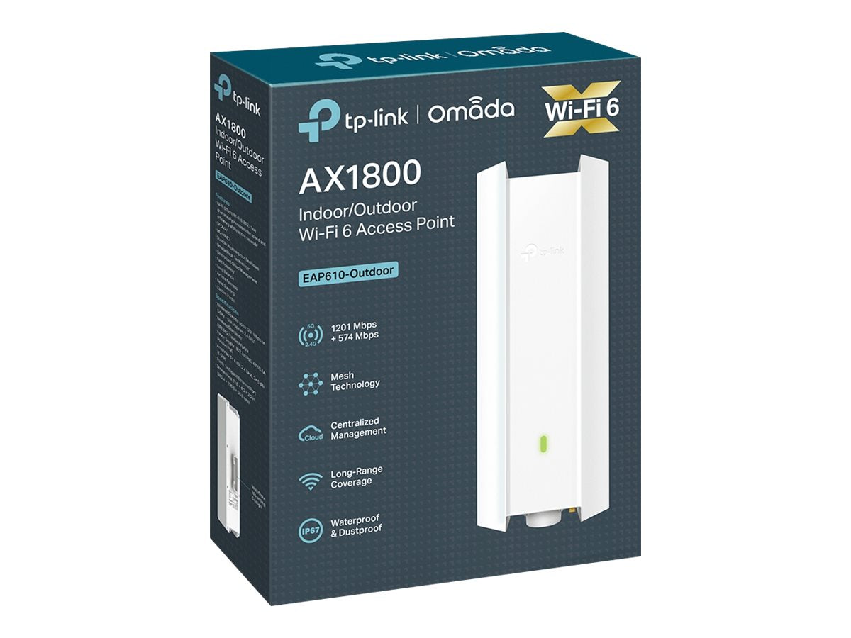 TP-LINK EAP610-Outdoor - Punto de acceso inalámbrico - Wi-Fi 6 - 2.4 GHz, 5 GHz - gestionado a través de la nube - montable en poste/pared