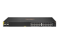 HPE Aruba 6100 24G Class4 PoE 4SFP+ - Conmutador - Gestionado - 24 x 10/100/1000 (PoE+) + 4 x 1 Gigabit / 10 Gigabit SFP+ - flujo de aire de lado a lado - montaje en rack - PoE+ (370 W)-1
