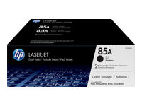 HP 85A - Paquete de 2 - negro - original - LaserJet - cartucho de tóner (CE285AD) - para LaserJet Pro M1132 MFP, M1212nf MFP, M1217nfw MFP, P1102, P1102s, P1102W, P1109, P1109W-8