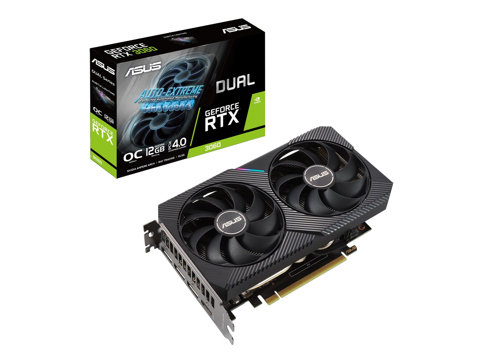 ASUS DUAL-RTX3060-O12G-V2 - OC Edition - tarjeta gráfica - GF RTX 3060 - 12 GB GDDR6 - PCIe 4.0 x16 - HDMI, 3 x DisplayPort-1