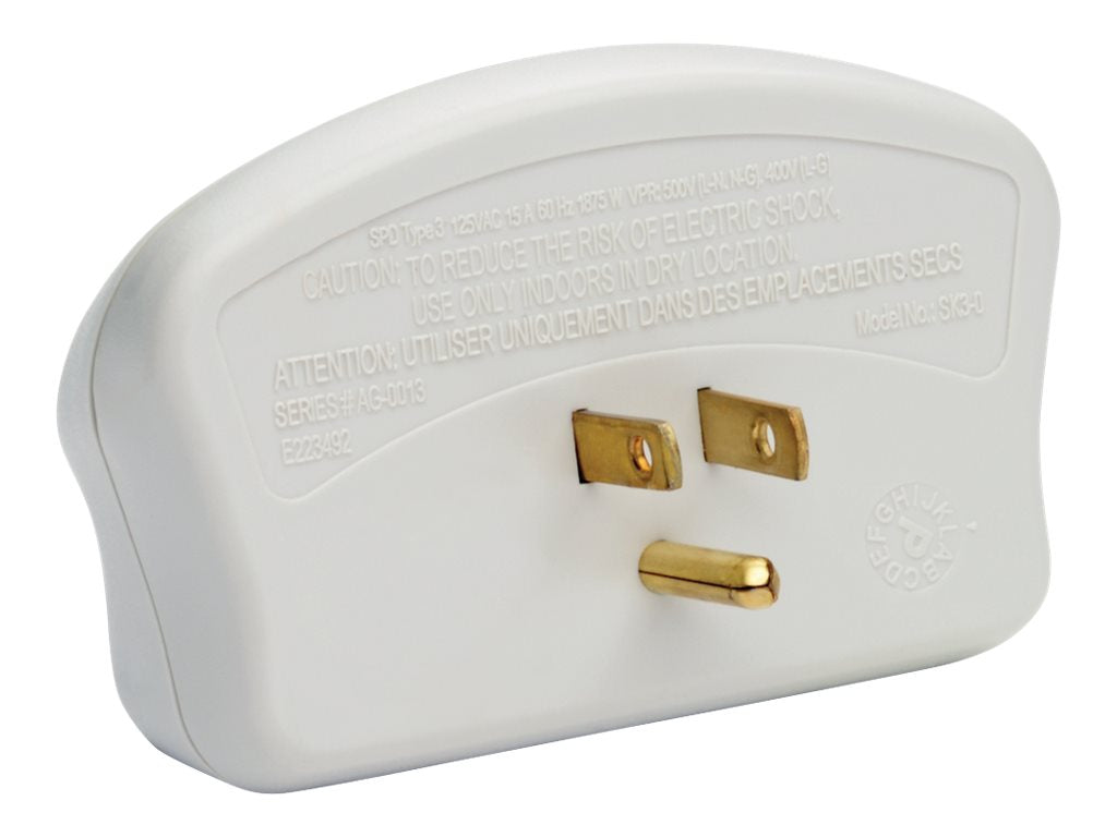 Eaton Tripp Lite Series Surge Protector Wallmount Direct Plug In 3 Outlet 660 Joules - Protector contra sobretensiones - 15 A - CA 120 V - 1875 vatios - conectores de salida: 3 - gris-4