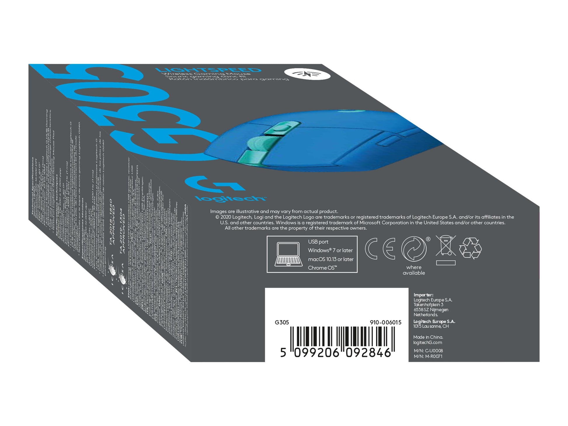 Logitech G G305 - Ratón - óptico - 6 botones - inalámbrico - 2.4 GHz - receptor inalámbrico USB - azul-18