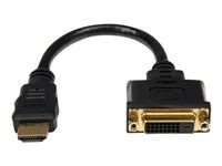 StarTech.com Adaptador de 20cm HDMI a DVI - DVI-D Hembra - HDMI Macho - Cable Conversor de Vídeo - Negro - Adaptador de vídeo - HDMI macho a DVI-D hembra - 20.32 cm - blindado - negro - para P/N: BNDDKT30CAHV, CDP2DVIMM2MB, DKT30CSDHPD, DKT30CSDHPD3, DP2D-1