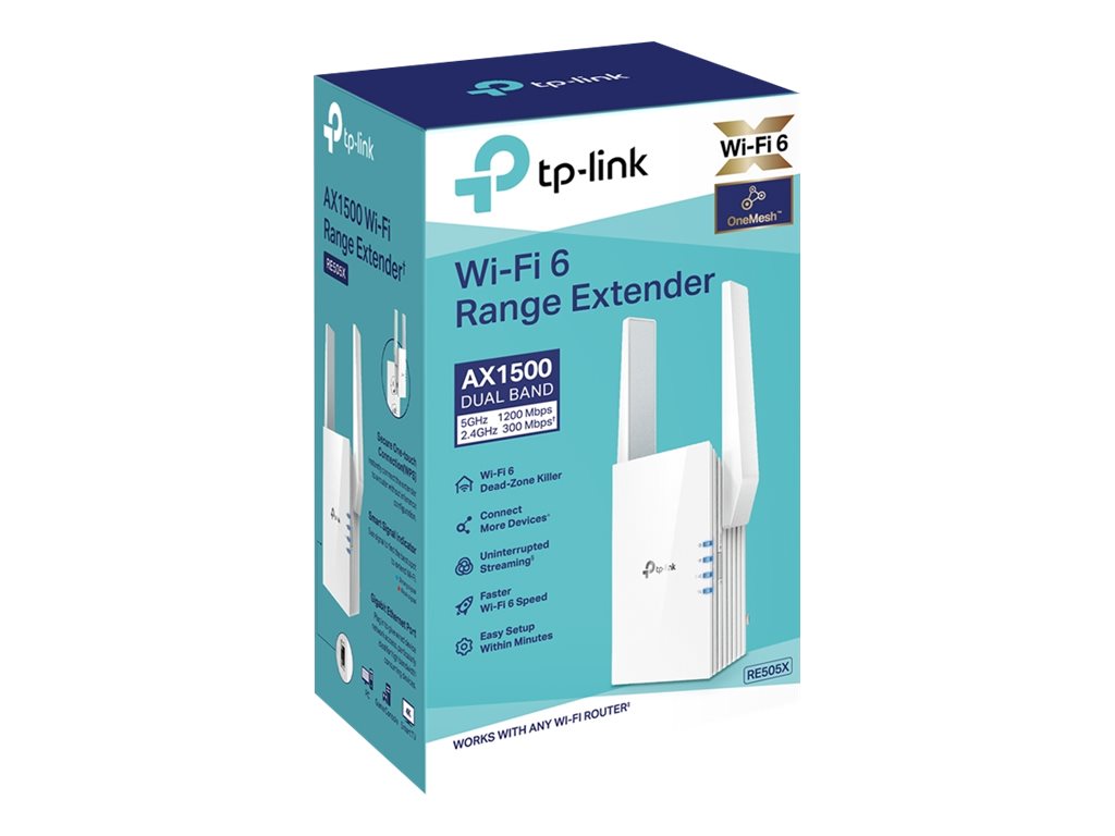 TP-Link RE505X - Extensor de Red Wi-Fi 6 AX1500 - 300 Mbps a 2.4GHz + 867Mbps a 5GHz-2 × antenas externas - 1 × puerto de 10/100 Mbps - enchufado a la pared-2