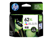 HP 62XL - 11.5 ml - Alto rendimiento - color (cian, magenta, amarillo) - original - cartucho de tinta - para ENVY 55XX, 56XX, 76XX; Officejet 200, 250, 57XX, 8040-3
