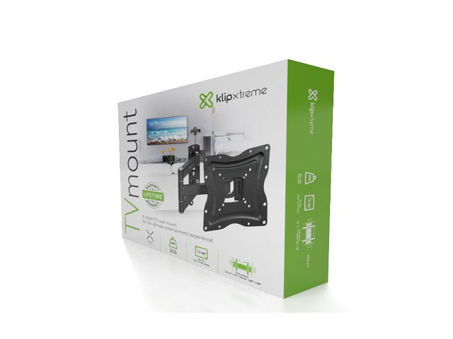 Klip Xtreme KPM-875 - Kit de montaje (placa de contacto, soporte para montaje en pared, brazo oscilante doble) - para pantalla plana - acero con recubrimiento en polvo - negro - tamaño de pantalla: 13"-46" - interfaz de montaje: hasta 400 x 400 mm - se pu-3