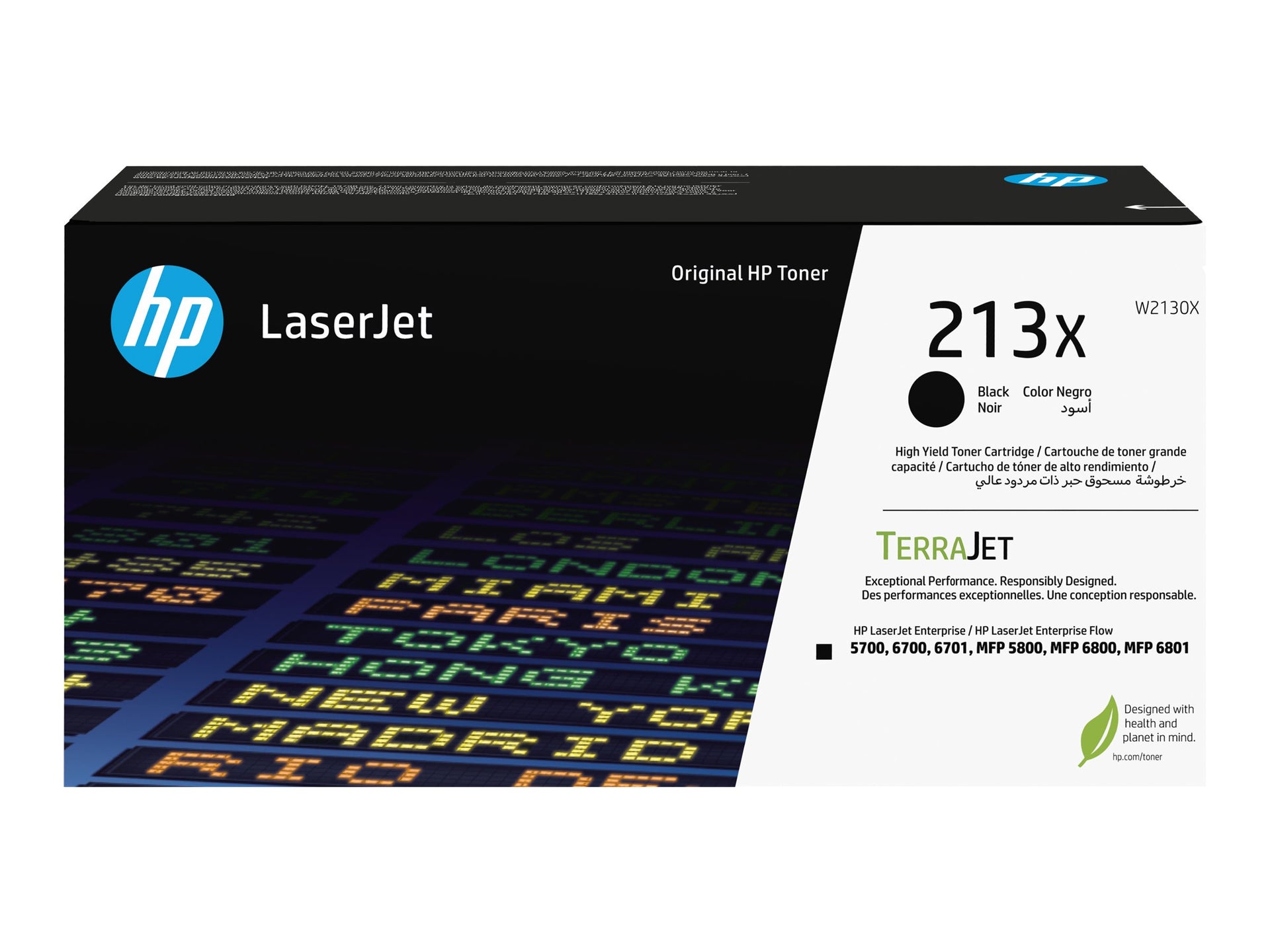 HP 213X - Alto rendimiento - negro - original - LaserJet - cartucho de tóner (W2130X) - para Color LaserJet Enterprise 67XX, MFP 5800; LaserJet Enterprise Flow MFP 5800, MFP 6800