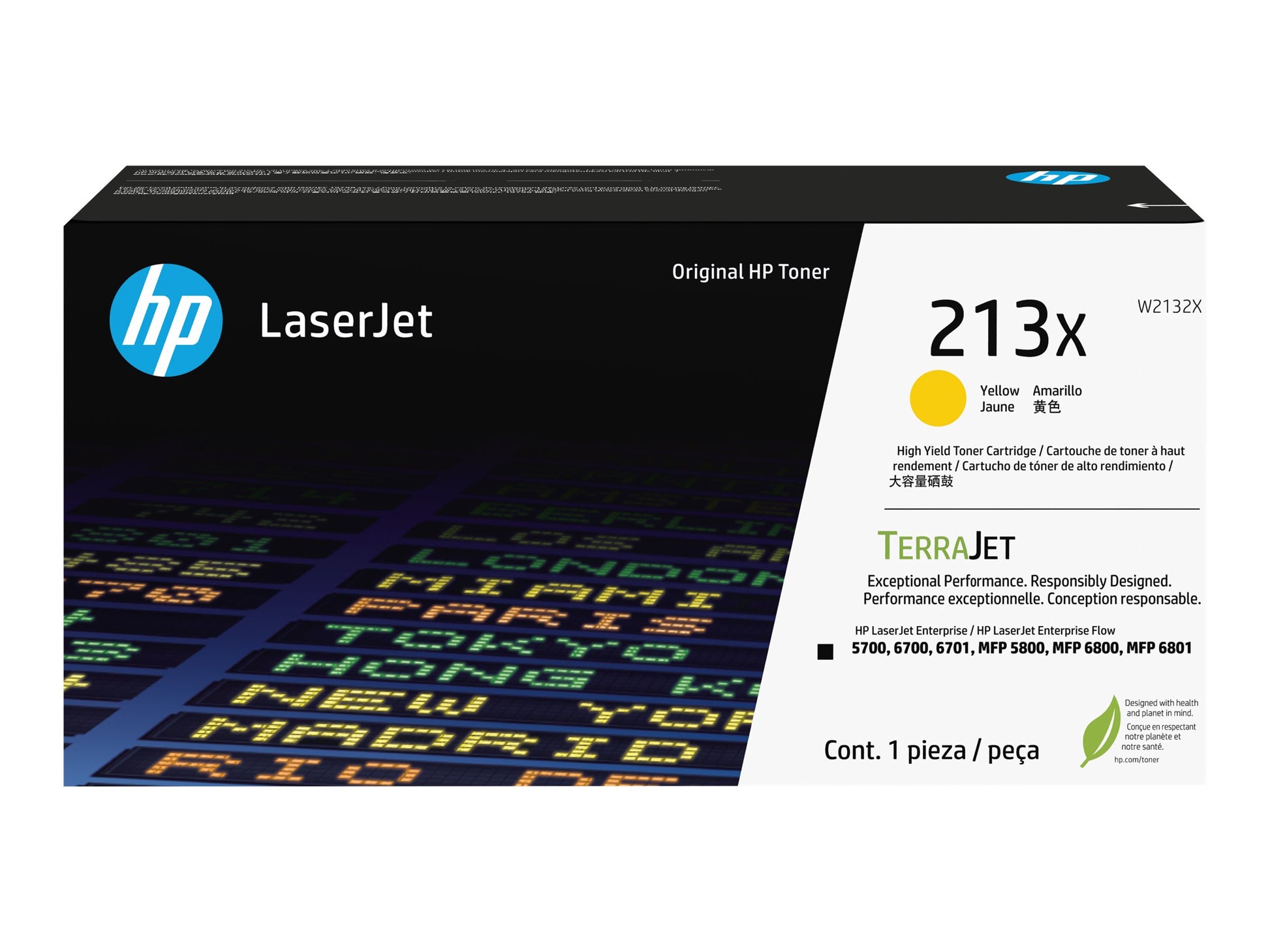 HP 213X - Alto rendimiento - amarillo - original - LaserJet - cartucho de tóner (W2132X) - para Color LaserJet Enterprise 5700dn, 6700dn, MFP 6800dn-3