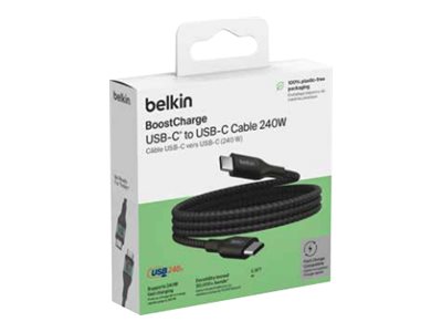 Belkin BoostCharge - Cable USB - 24 pin USB-C (M) a 24 pin USB-C (M) - USB 2.0 - 2 m - compatible con hasta 240 W de potencia - negro-3