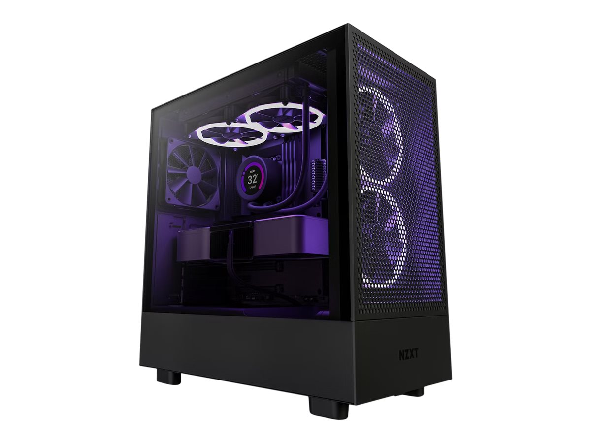NZXT H series H5 Flow - Mid tower - placa ATX extendida - panel lateral con ventana (cristal templado) - sin fuente de alimentación - negro - USB/Audio