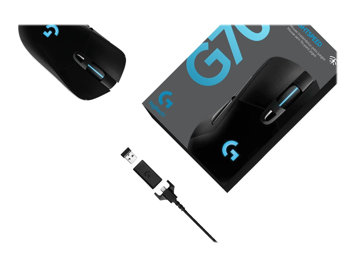 Logitech Wireless Gaming Mouse G703 LIGHTSPEED with HERO 25K Sensor - Ratón - óptico - 6 botones - inalámbrico, cableado - 2.4 GHz - receptor inalámbrico USB-1