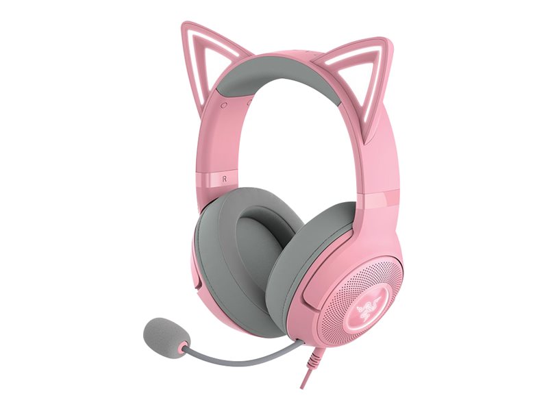 Razer Kraken Kitty V2 - Auricular - tamaño completo - cableado - USB - aislamiento de ruido - cuarzo-12