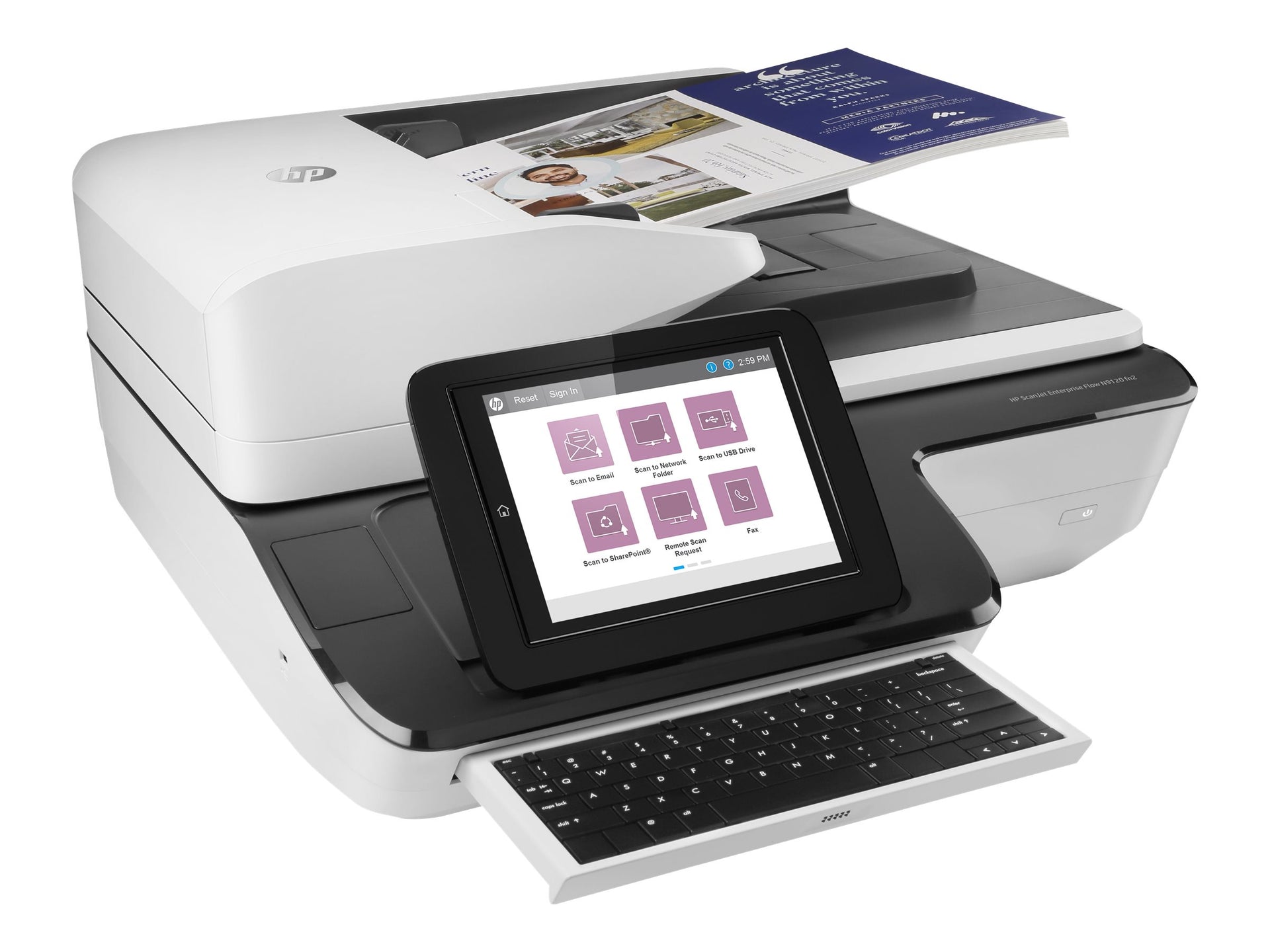 HP ScanJet Enterprise Flow N9120 fn2 - Escáner de documentos - plano: CCD / ADF: CIS - a dos caras - A3/Ledger - 600 ppp x 600 ppp - hasta 120 ppm (mono) / hasta 120 ppm (color) - Alimentador automático de documentos (ADF) (200 hojas) - hasta 20000 explor