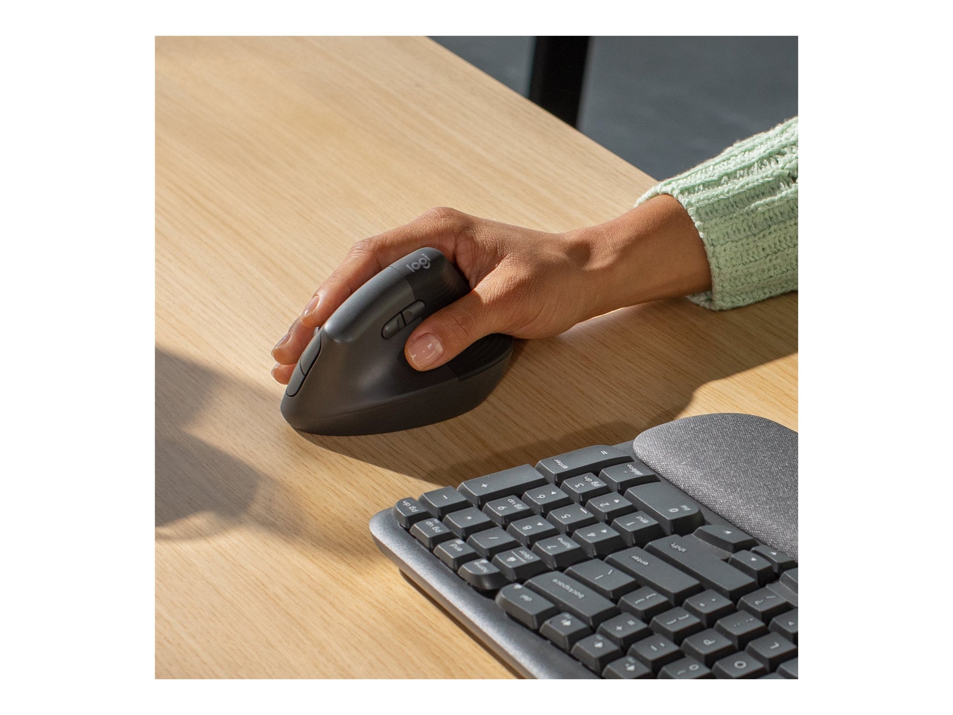 Logitech Ergo Series Wave Keys Wireless Ergonomic Keyboard with Cushioned Palm Rest, Graphite - Teclado - con reposamanos acolchado - inalámbrico - Bluetooth LE - grafito-13