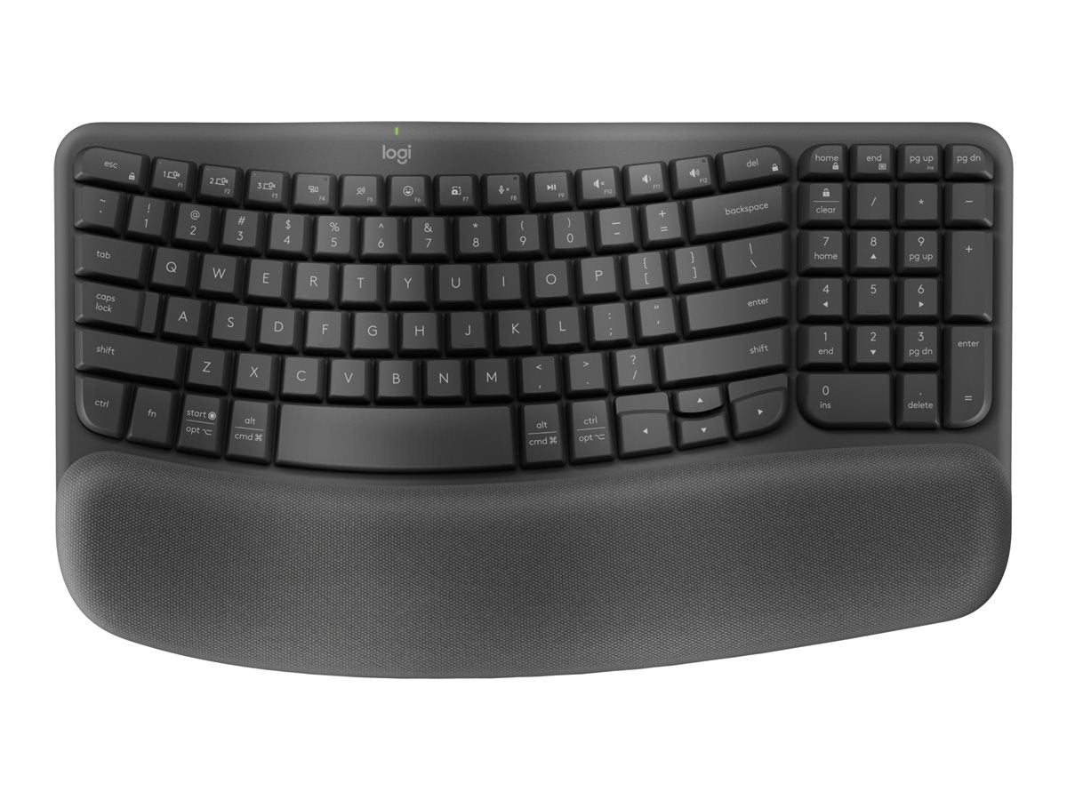 Logitech Ergo Series Wave Keys Wireless Ergonomic Keyboard with Cushioned Palm Rest, Graphite - Teclado - con reposamanos acolchado - inalámbrico - Bluetooth LE - grafito-20