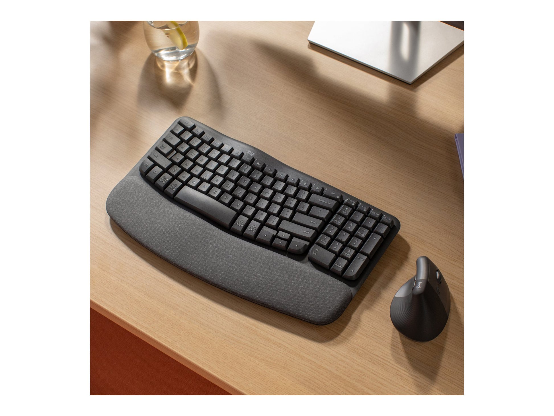 Logitech Ergo Series Wave Keys Wireless Ergonomic Keyboard with Cushioned Palm Rest, Graphite - Teclado - con reposamanos acolchado - inalámbrico - Bluetooth LE - grafito-17