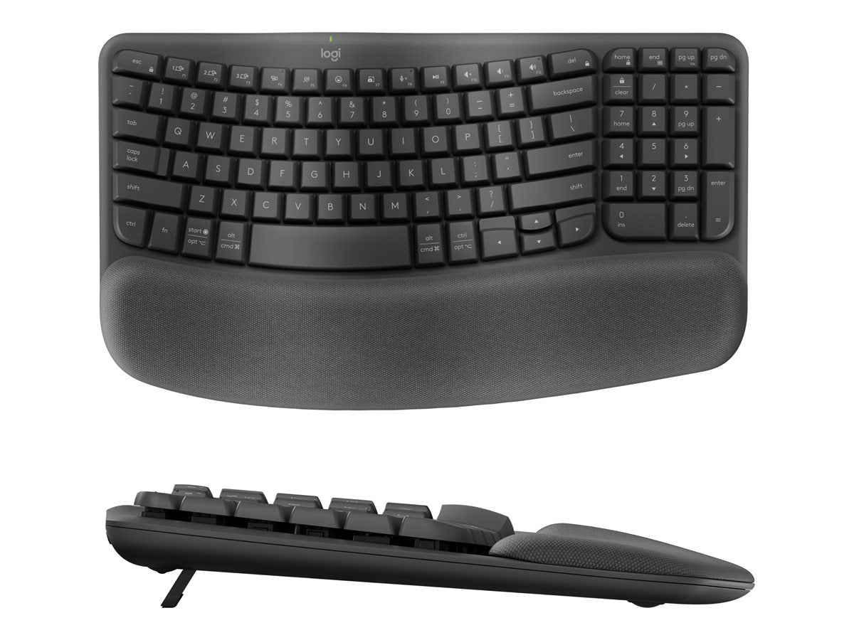 Logitech Ergo Series Wave Keys Wireless Ergonomic Keyboard with Cushioned Palm Rest, Graphite - Teclado - con reposamanos acolchado - inalámbrico - Bluetooth LE - grafito-6