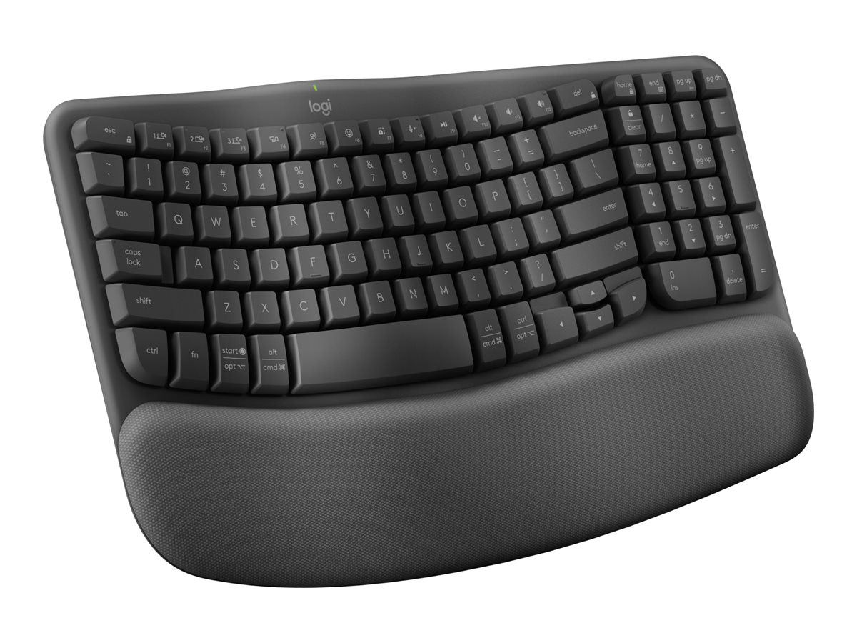 Logitech Ergo Series Wave Keys Wireless Ergonomic Keyboard with Cushioned Palm Rest, Graphite - Teclado - con reposamanos acolchado - inalámbrico - Bluetooth LE - grafito-19