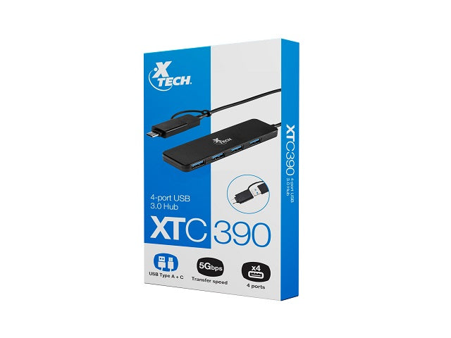 Xtech - Hub - 4 puertos - USB 3.0 XTC-390-2