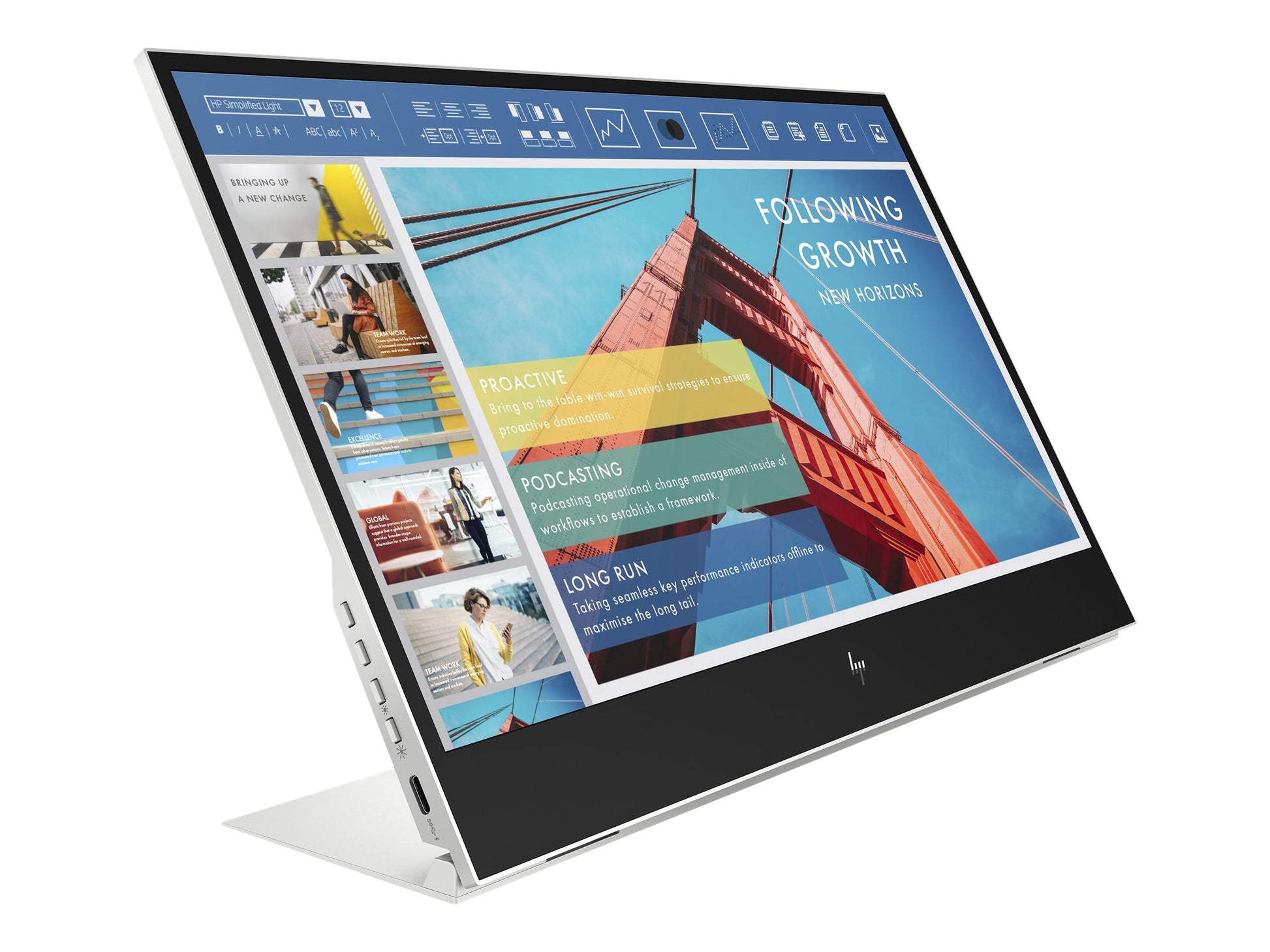 HP E14 G4 Portable - Monitor LED - 14" - portátil - 1920 x 1080 Full HD (1080p) @ 60 Hz - IPS - 400 cd/m² - 800:1 - 5 ms - 2xUSB-C - soporte plateado - para HP EliteBook 745 G5, 830 G5, 830 G6, 840 G5, 840 G6-18
