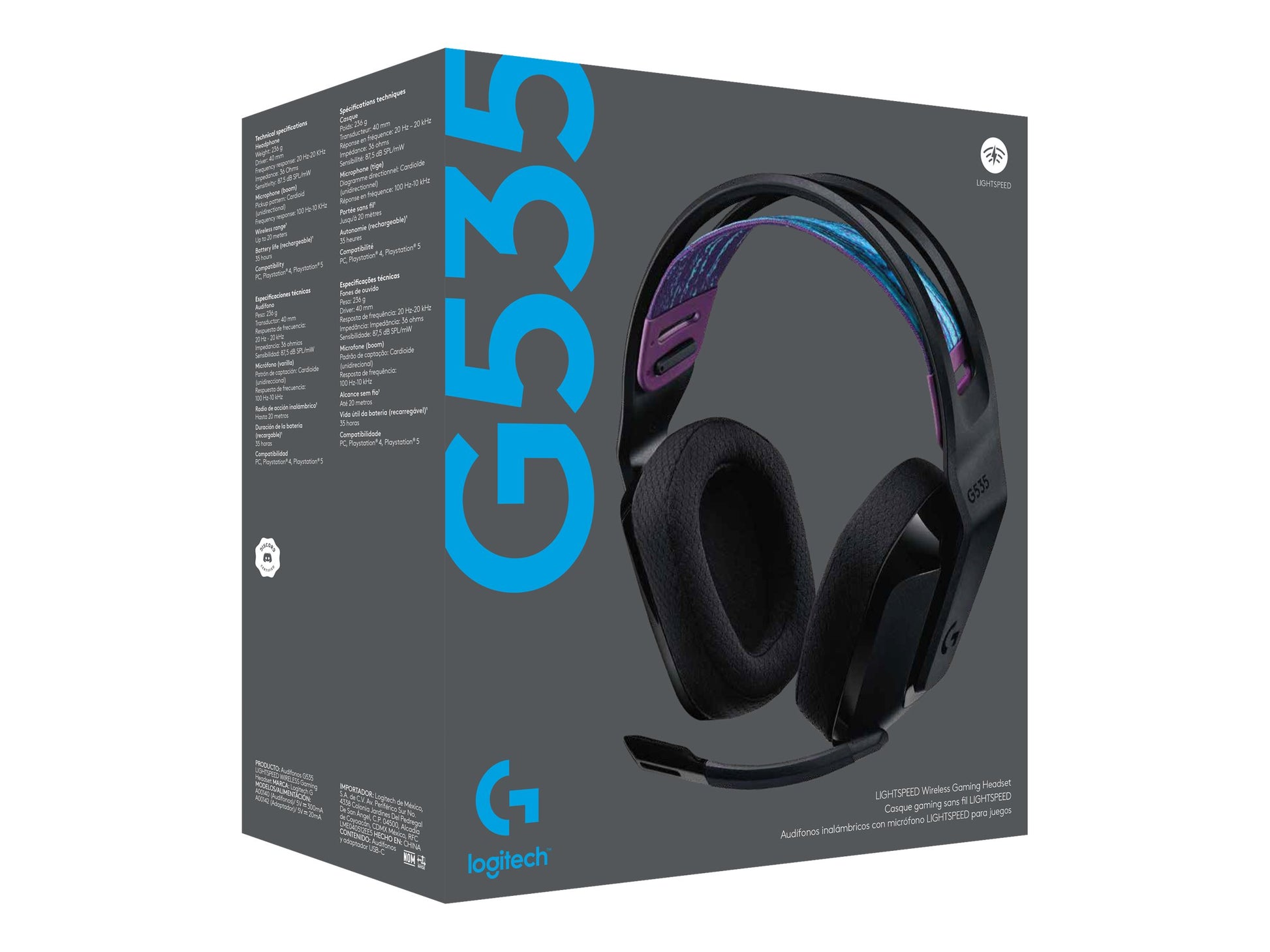 Logitech G535 LIGHTSPEED Wireless Gaming Headset - Lightweight on-ear headphones, flip to mute mic, stereo, compatible with PC, PS4, PS5, USB rechargeable - Black - Auricular - tamaño completo - LIGHTSPEED - inalámbrico - certificado Discord-13