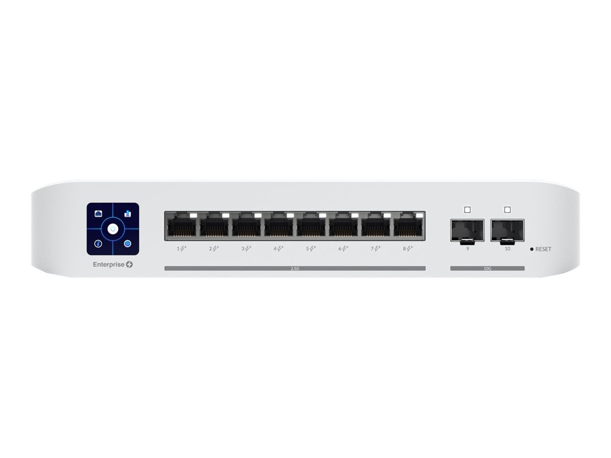 Ubiquiti UniFi Enterprise - Conmutador - L3 - Gestionado - 8 x 10/100/1000/2.5G (PoE+) + 2 x 1 Gigabit / 10 Gigabit SFP+ (enlace ascendente) - sobremesa - PoE+ (120 W)-8