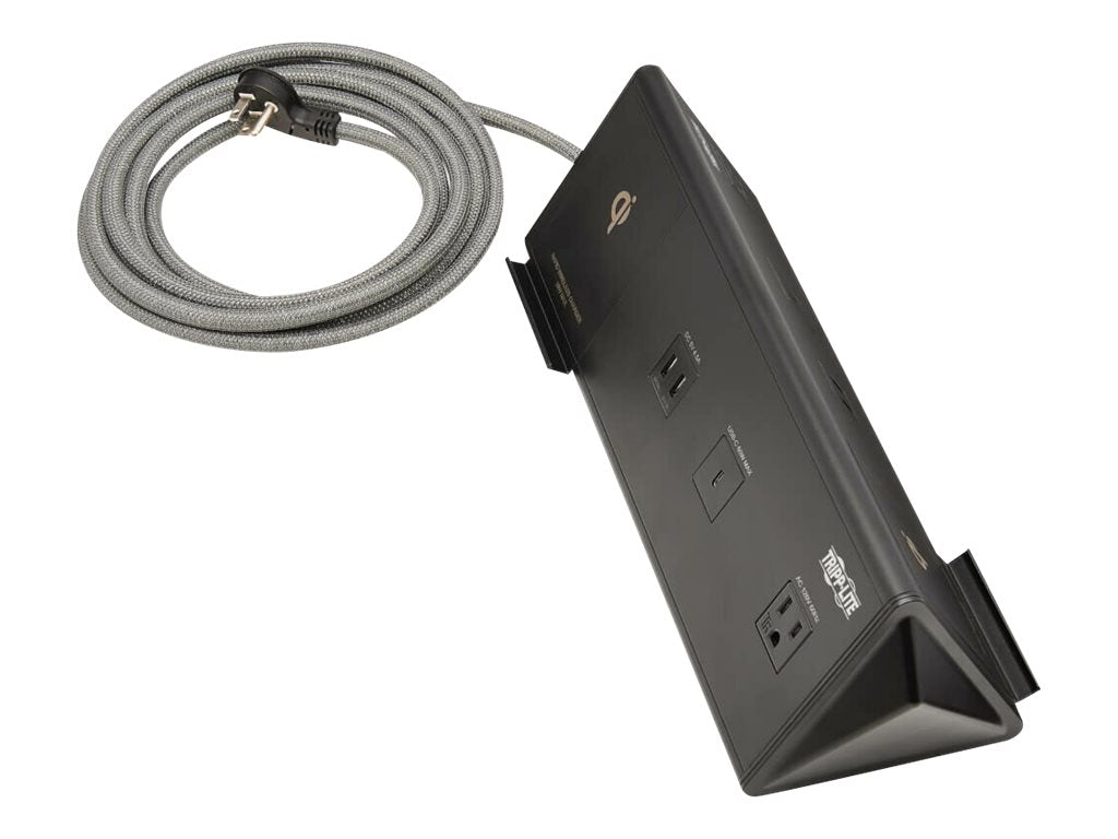 Eaton Tripp Lite Series Safe-IT 6-Port USB Charging Station - 2x USB-C 60W, 4x USB-A, 2x 5-15R, Wireless Charging, 1000 Joules, 10 ft. Cord, Antimicrobial Protection - Estación de carga - 12 A - CA 120 V - conectores de salida: 2 - negro-10