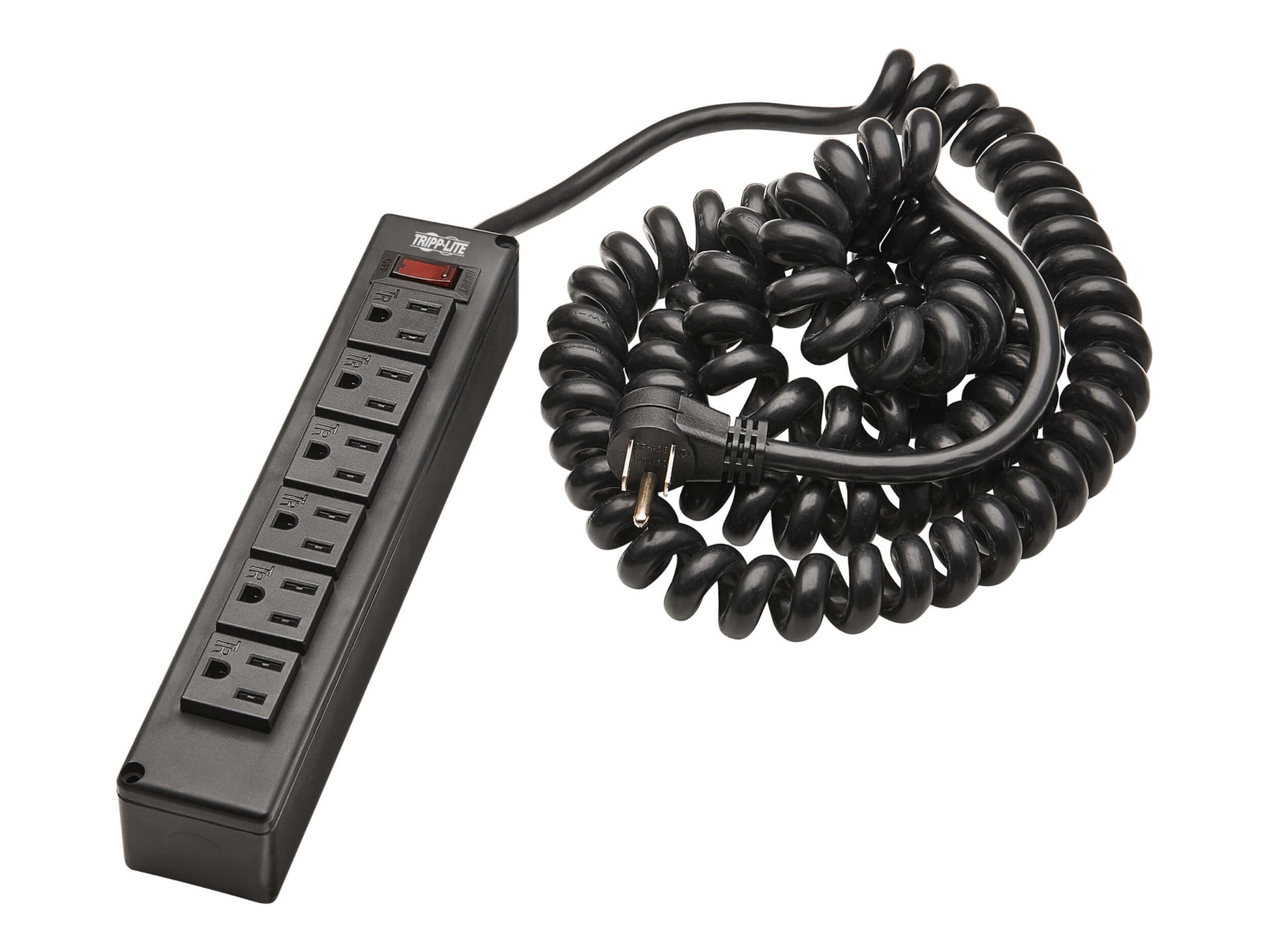 Eaton Tripp Lite Series Safe-IT 6-Outlet Surge Protector - 10 ft. Spiral Cord, 5-15P Plug, 300 Joules, Antimicrobial Protection, Black - Protector contra sobretensiones - 15 A - CA 120 V - conectores de salida: 6 - 3.05 m cable - negro-2