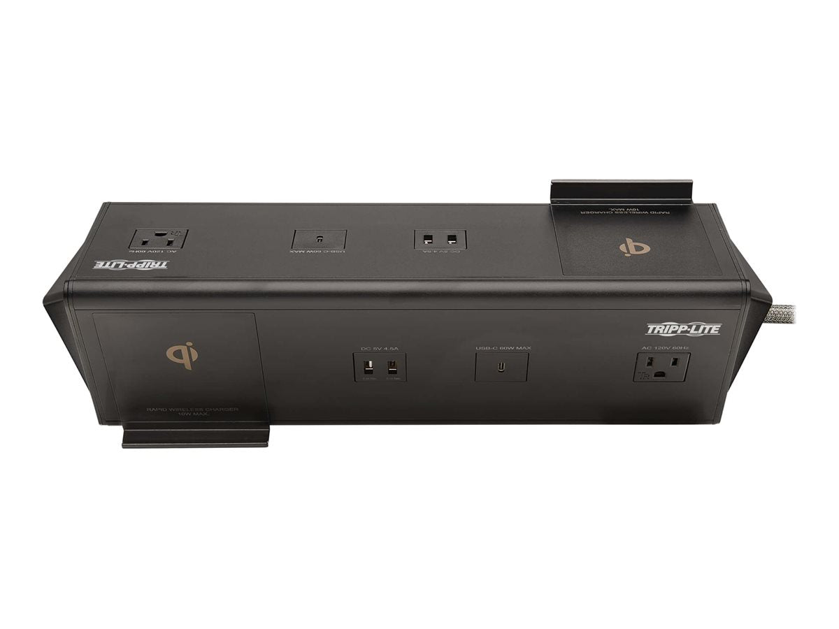 Eaton Tripp Lite Series Safe-IT 6-Port USB Charging Station - 2x USB-C 60W, 4x USB-A, 2x 5-15R, Wireless Charging, 1000 Joules, 10 ft. Cord, Antimicrobial Protection - Estación de carga - 12 A - CA 120 V - conectores de salida: 2 - negro-16
