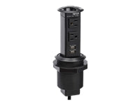 Eaton Tripp Lite Series Power It! 2-Outlet Pop-Up Power and Charging Dock - 2x USB-A, 6 ft. Cord, Antimicrobial Protection, Black - Banda de potencia (emergente) - 15 A - CA 120 V - input: NEMA 5-15P - conectores de salida: 4 (2 de NEMA 5-15R, 2 x USB) --3
