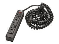 Eaton Tripp Lite Series Safe-IT 6-Outlet Surge Protector - 10 ft. Spiral Cord, 5-15P Plug, 300 Joules, Antimicrobial Protection, Black - Protector contra sobretensiones - 15 A - CA 120 V - conectores de salida: 6 - 3.05 m cable - negro-15