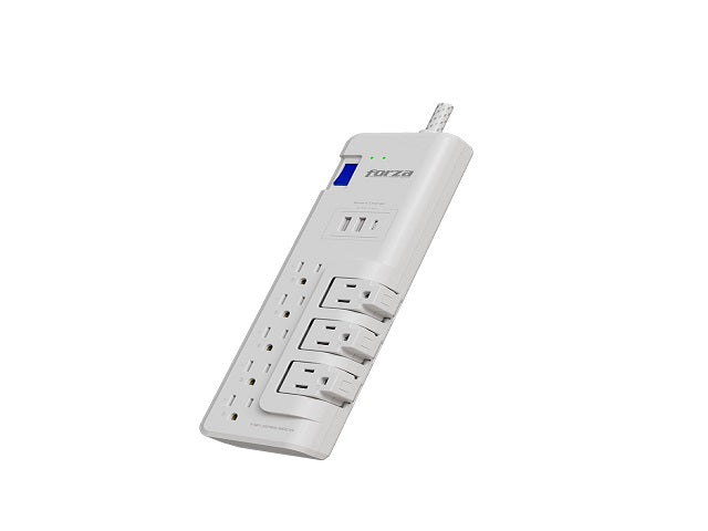 Forza - Surge protector - AC 110/220 V - 8 Tomas de Corriente - 3-ROT 2USB-A/1C 6FT-1