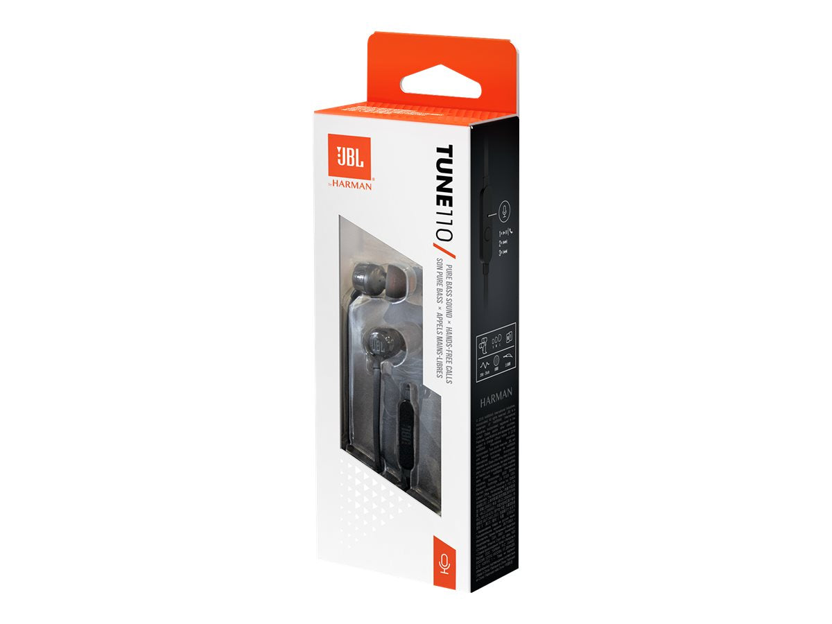 JBL T110 - Auriculares internos con micro - en oreja - cableado - conector de 3,5 mm - negro-13