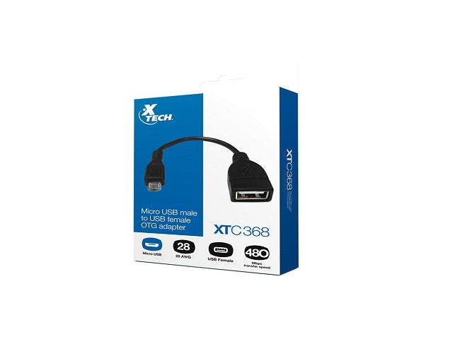 Xtech - USB cable - 5 pin Micro-USB Type B - 4 pin USB Type B - Black - XTC-368-2