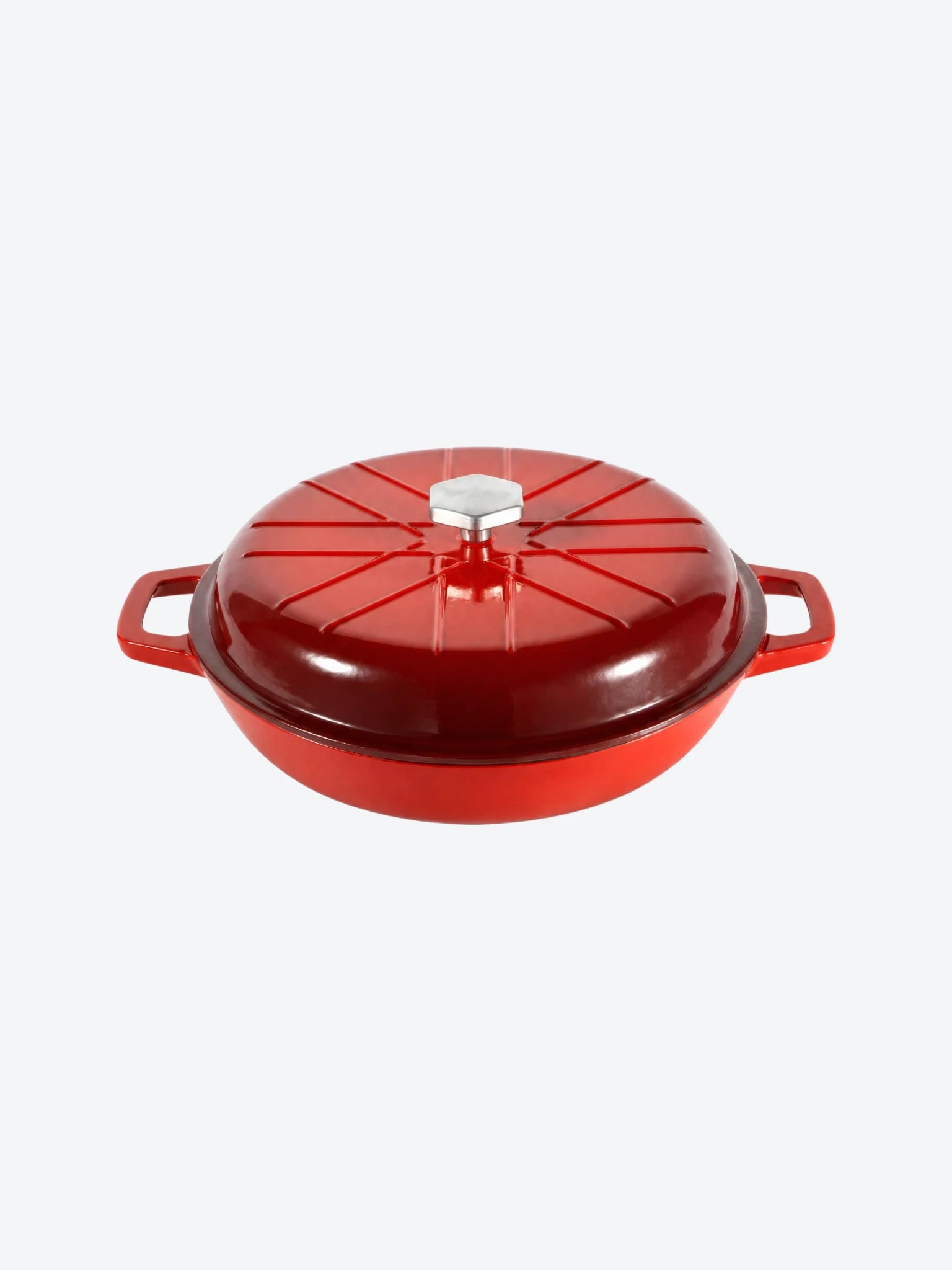 Olla Baja con Tapa Picca Forno 30" cm Hierro Funfido Color Rojo-1