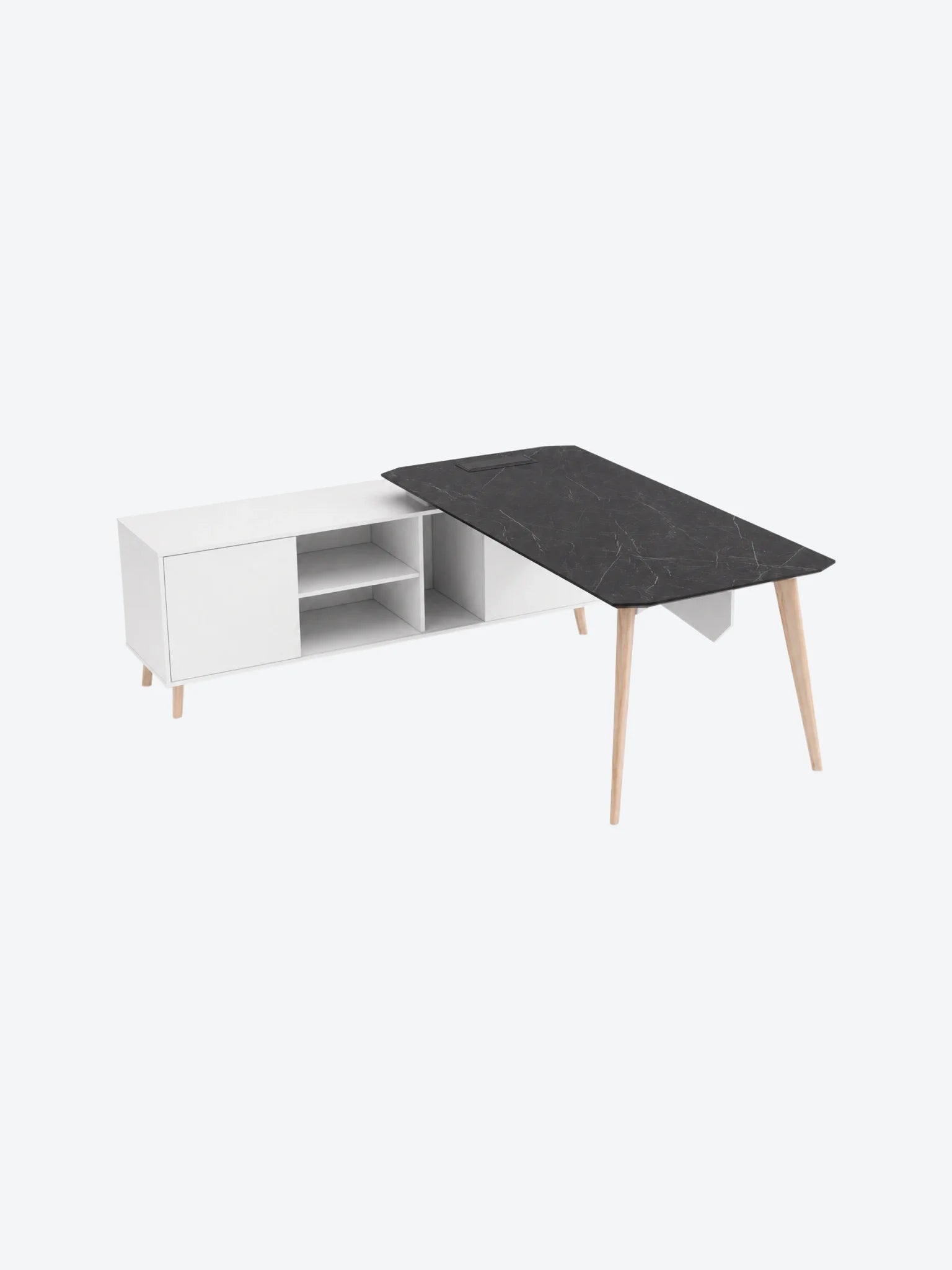Escritorio Ejecutivo Reco BT-C01 Gabinete Izquierdo Color Blanco con Negro